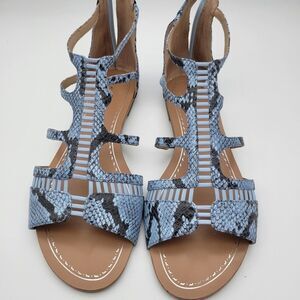 Antonio Melani Sandals Blue Snakeskin Gladiator Flats Size 7.5M